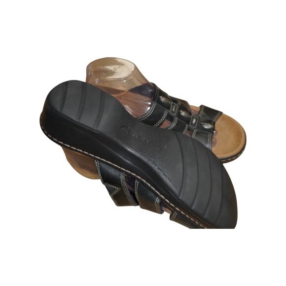 Clarks Collection Black Leather Comfort Sandals Womens US 11 EU 42.5 - Picture 6 of 12